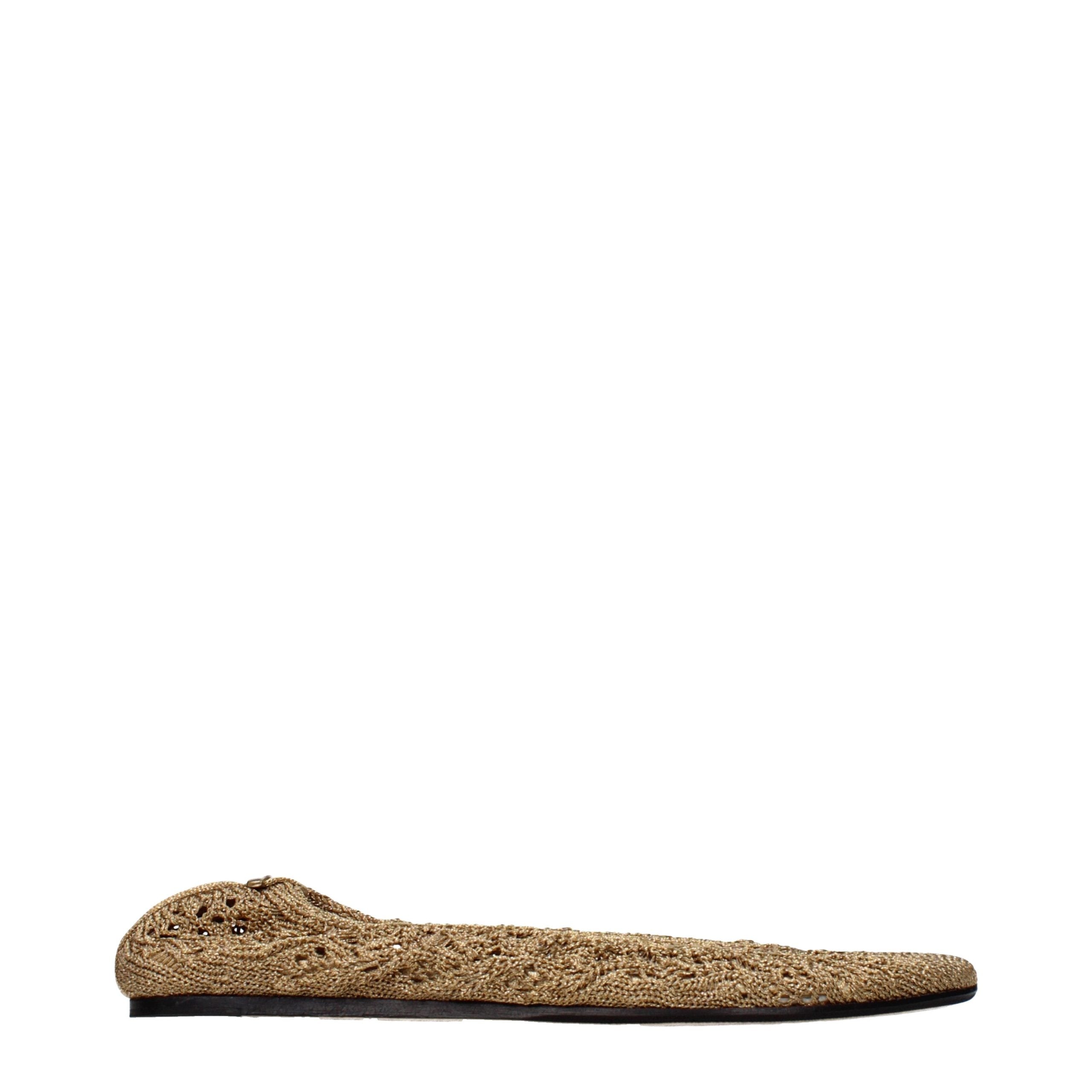 Silky Gold Fabric Ballet Flats
