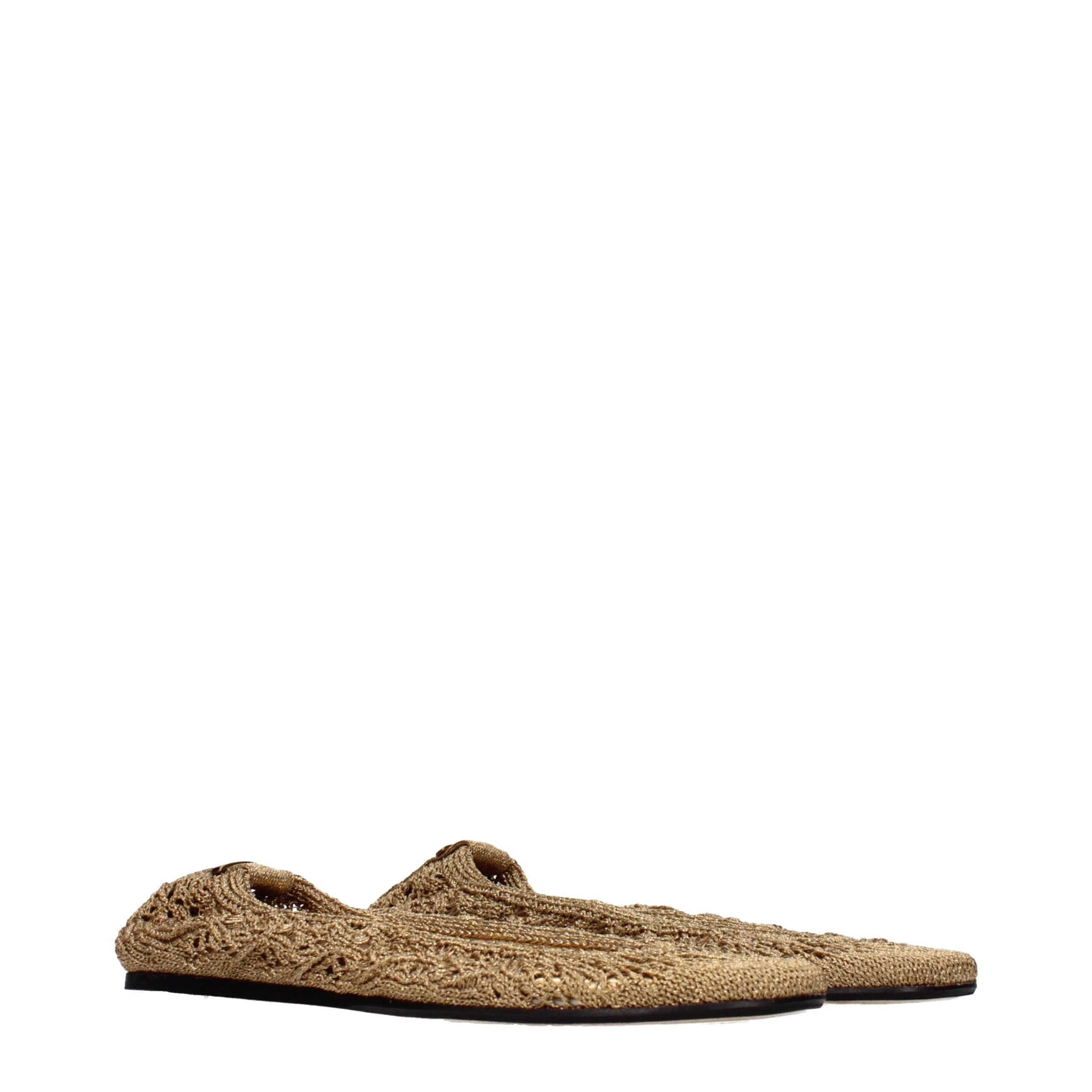 Silky Gold Fabric Ballet Flats