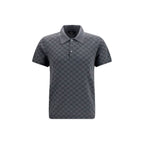 Gray Wool Silk Jacquard Polo Shirt