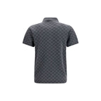 Gray Wool Silk Jacquard Polo Shirt