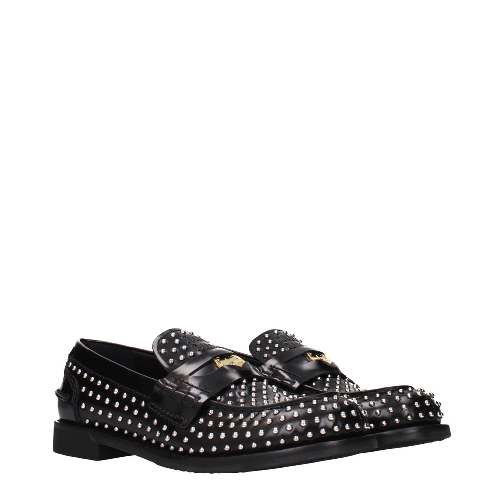 Black Leather Slip-On Loafers