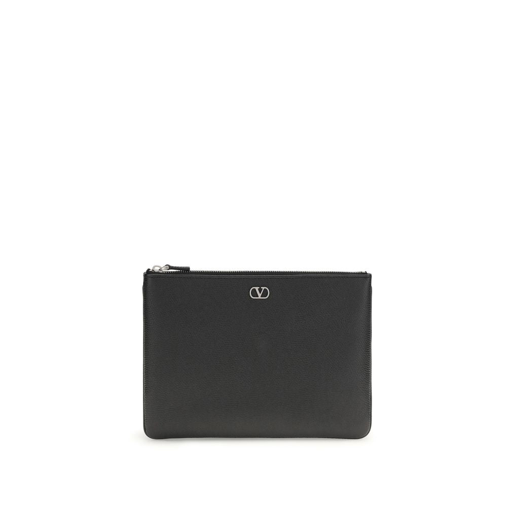 Black Calf Leather Clutch Bag