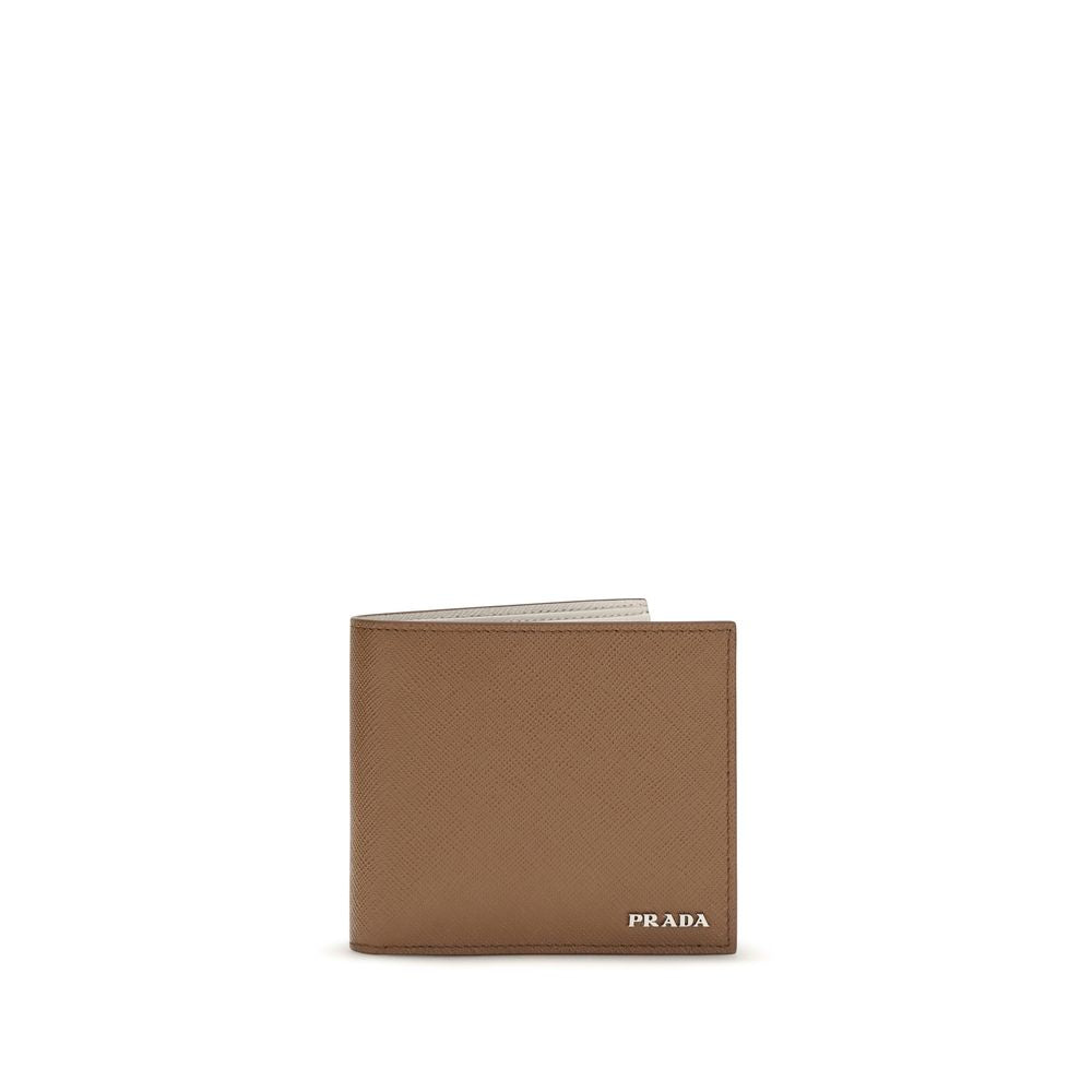 Beige Calfskin Compact Bifold Wallet