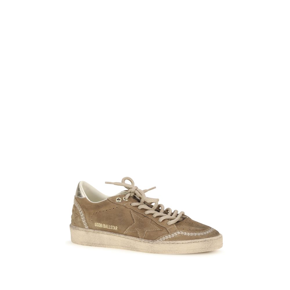 Beige Calf Leather Ball Star Sneakers