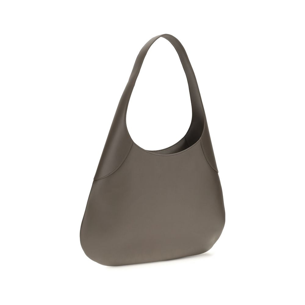 Large Gray Calfskin Joan Hobo Shoulder Bag
