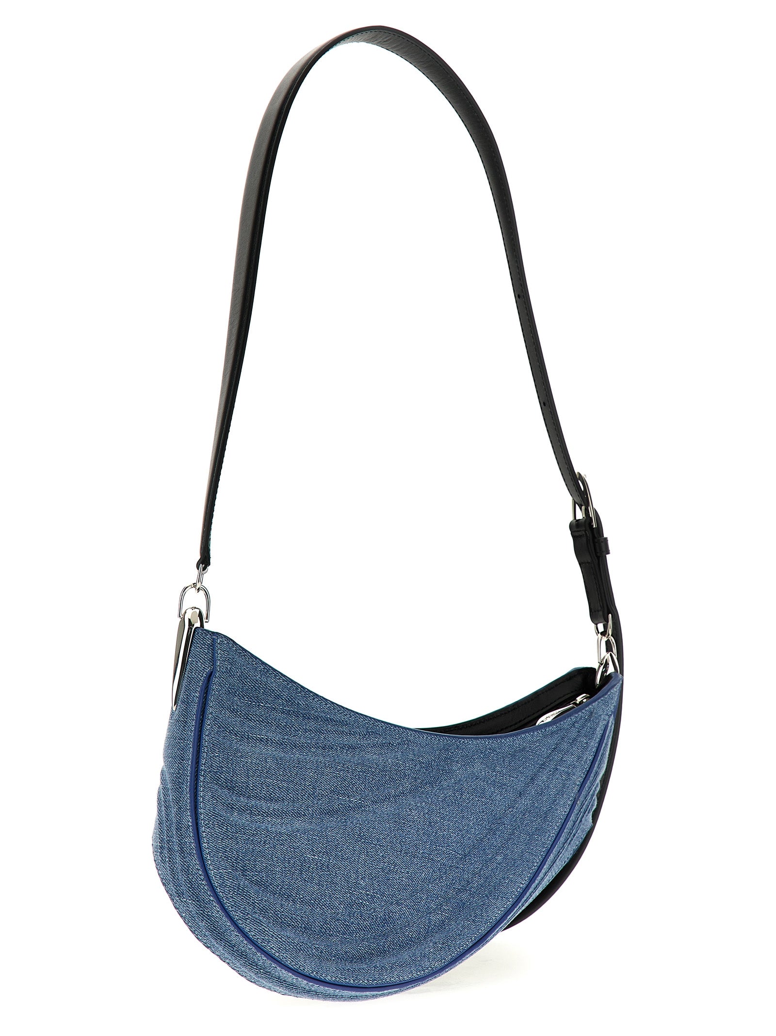 Blue Calfskin Spiral Curve Shoulder Bag