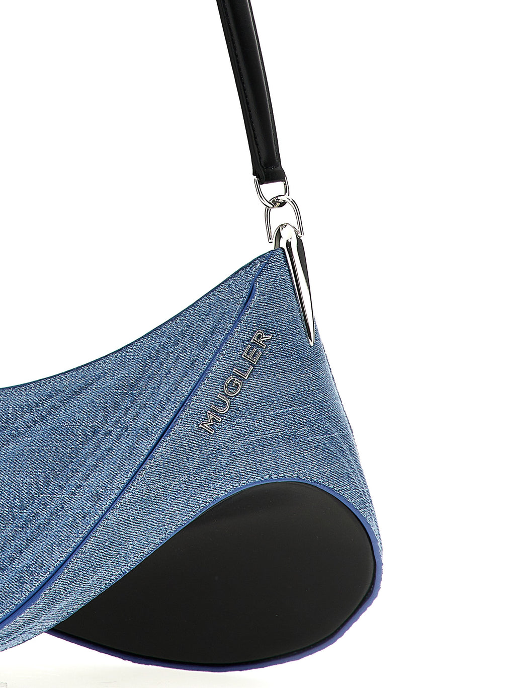 Blue Calfskin Spiral Curve Shoulder Bag