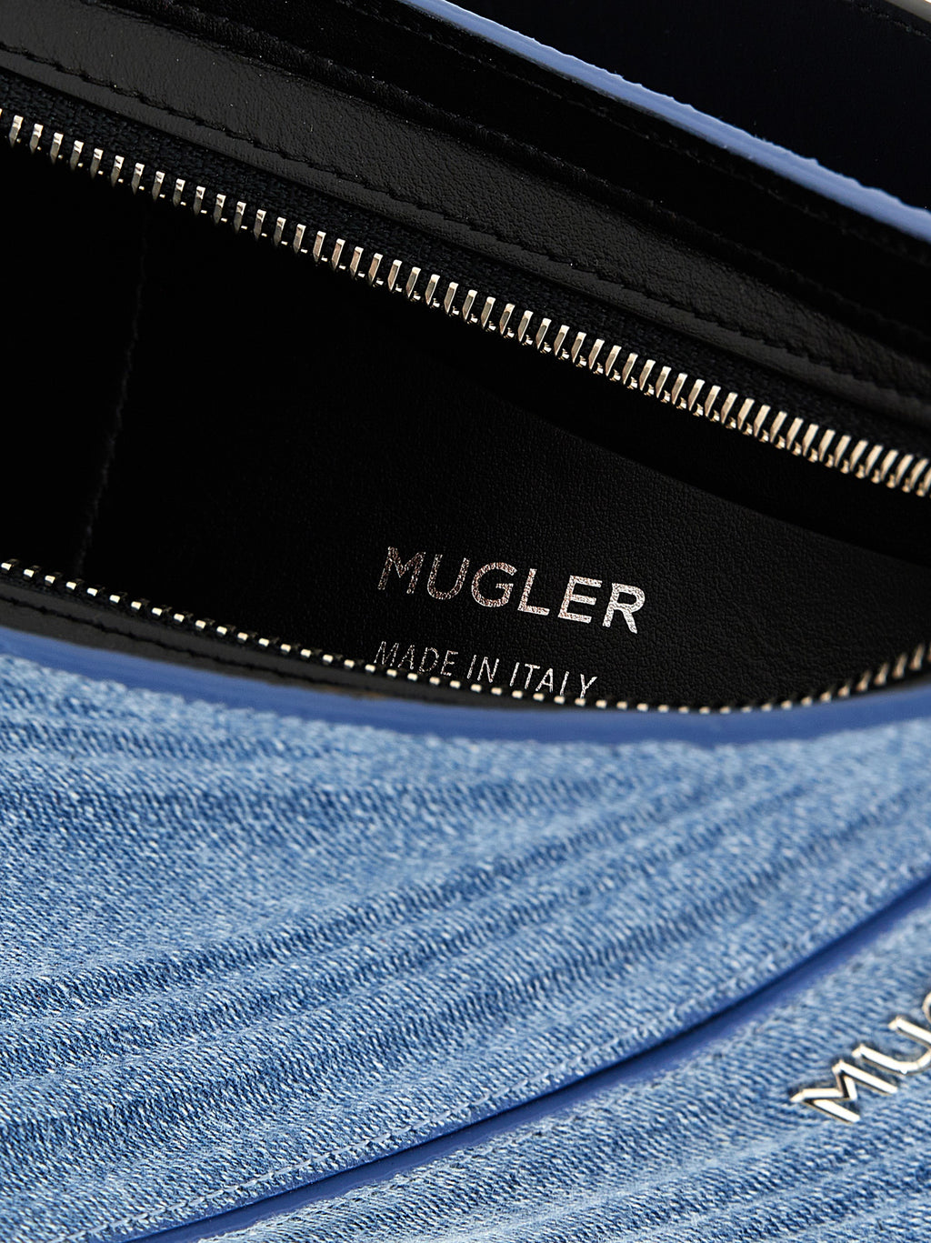 Blue Calfskin Spiral Curve Shoulder Bag