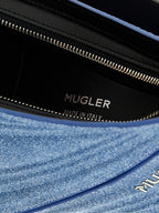 Blue Calfskin Spiral Curve Shoulder Bag
