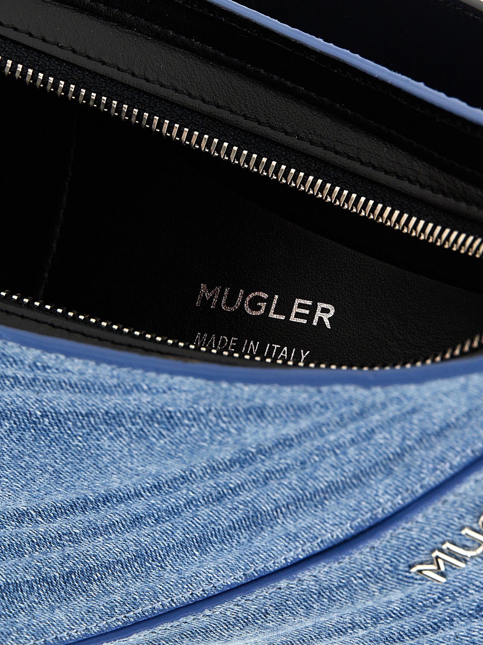 Blue Calfskin Spiral Curve Shoulder Bag