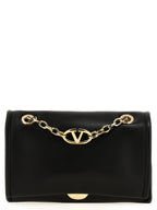 Black Lamb Leather V Logo Chain Shoulder Bag