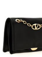 Black Lamb Leather V Logo Chain Shoulder Bag