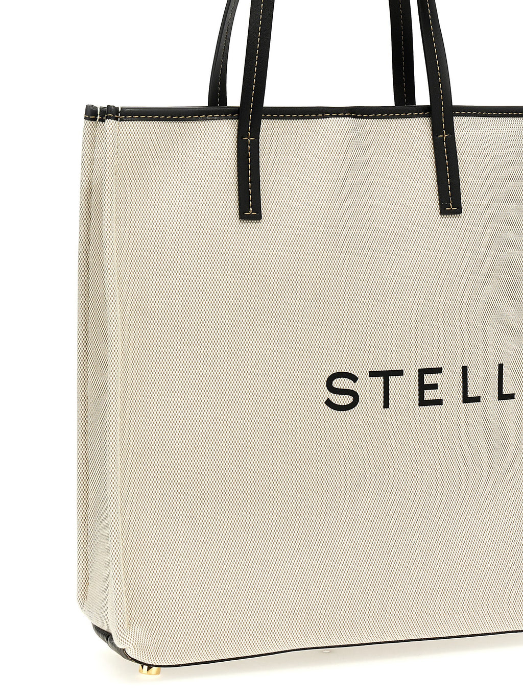 Beige Cotton Canvas Shopping Bag