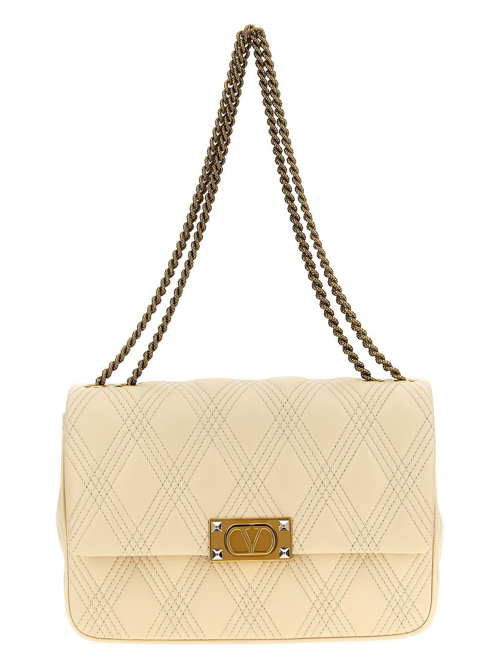 Quiltie 67 White Lamb Leather Shoulder Bag