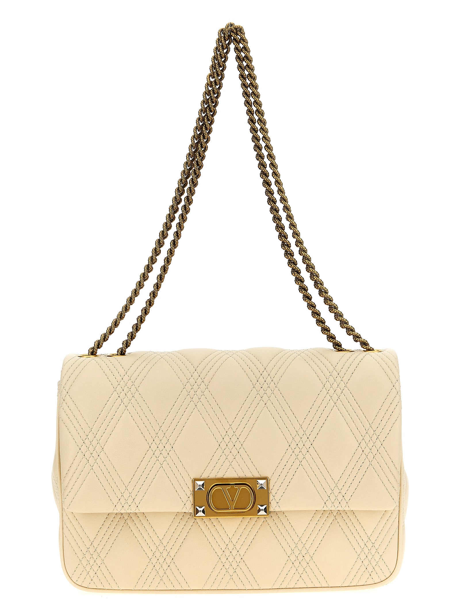 Quiltie 67 White Lamb Leather Shoulder Bag