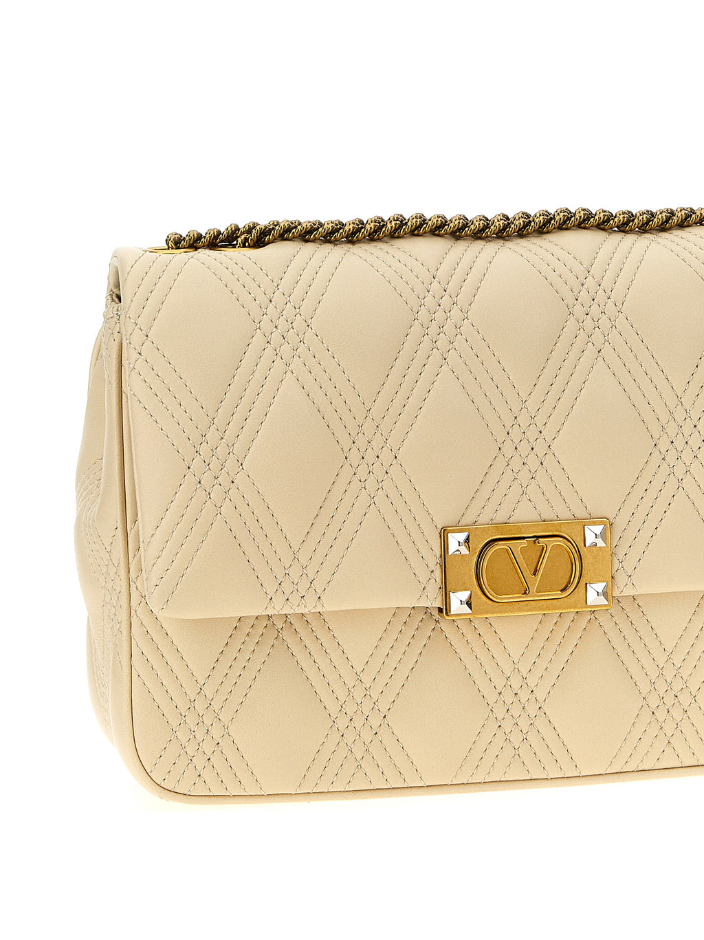Quiltie 67 White Lamb Leather Shoulder Bag