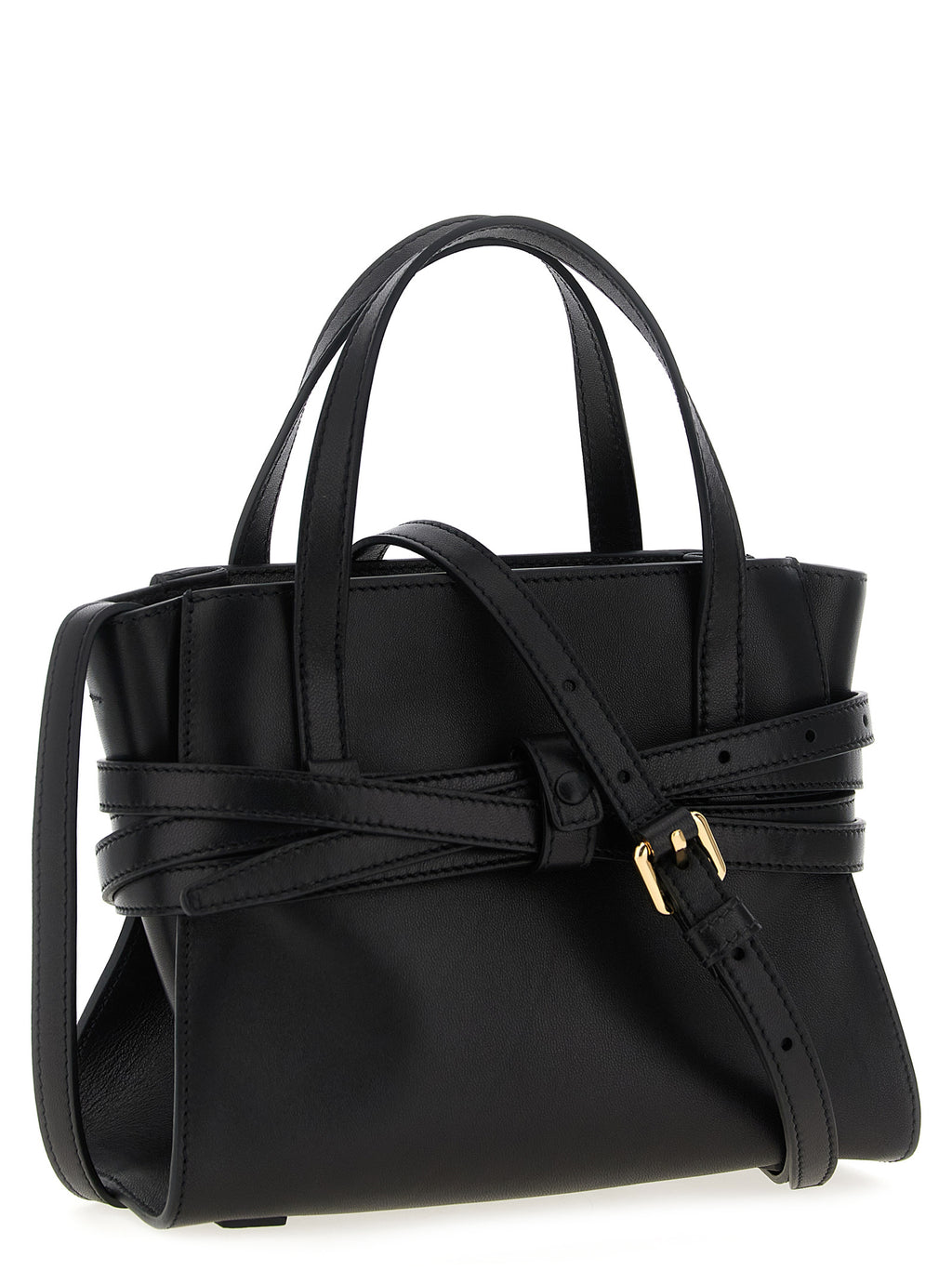 Black Polyester Tie Me Small Handbag