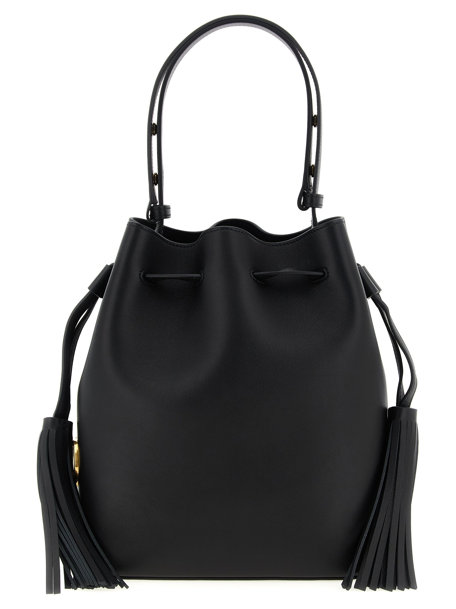 Black Calf Leather Shoulder Bag