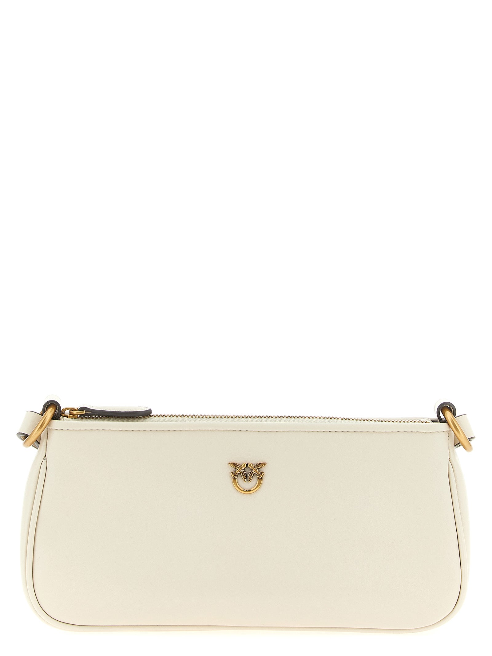 White Goatskin Half Moon Mini Crossbody Bag