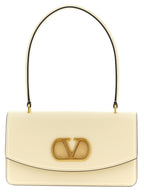 White Calfskin Vain Shoulder Bag
