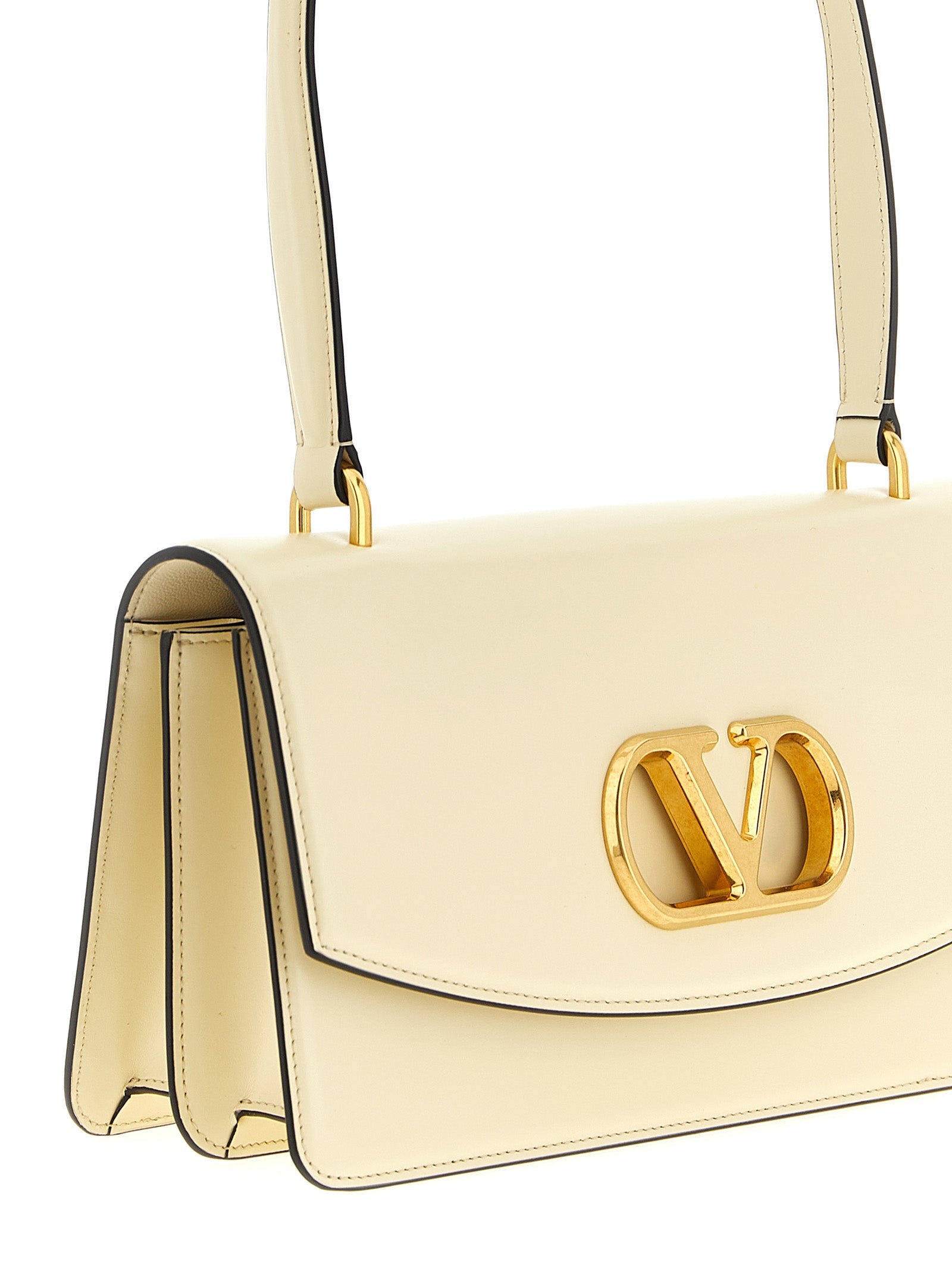 White Calfskin Vain Shoulder Bag