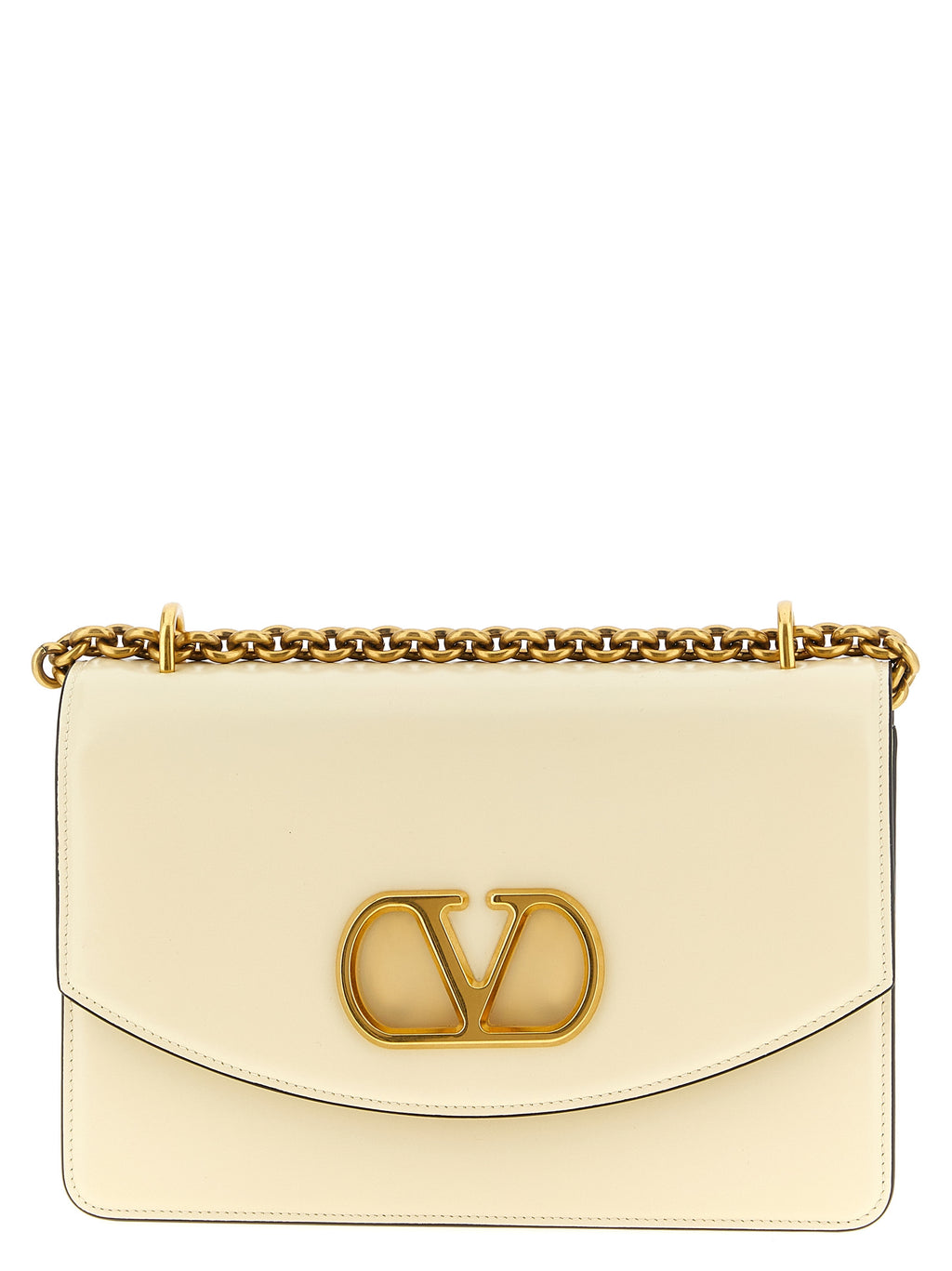 White Calfskin Vain Shoulder Bag