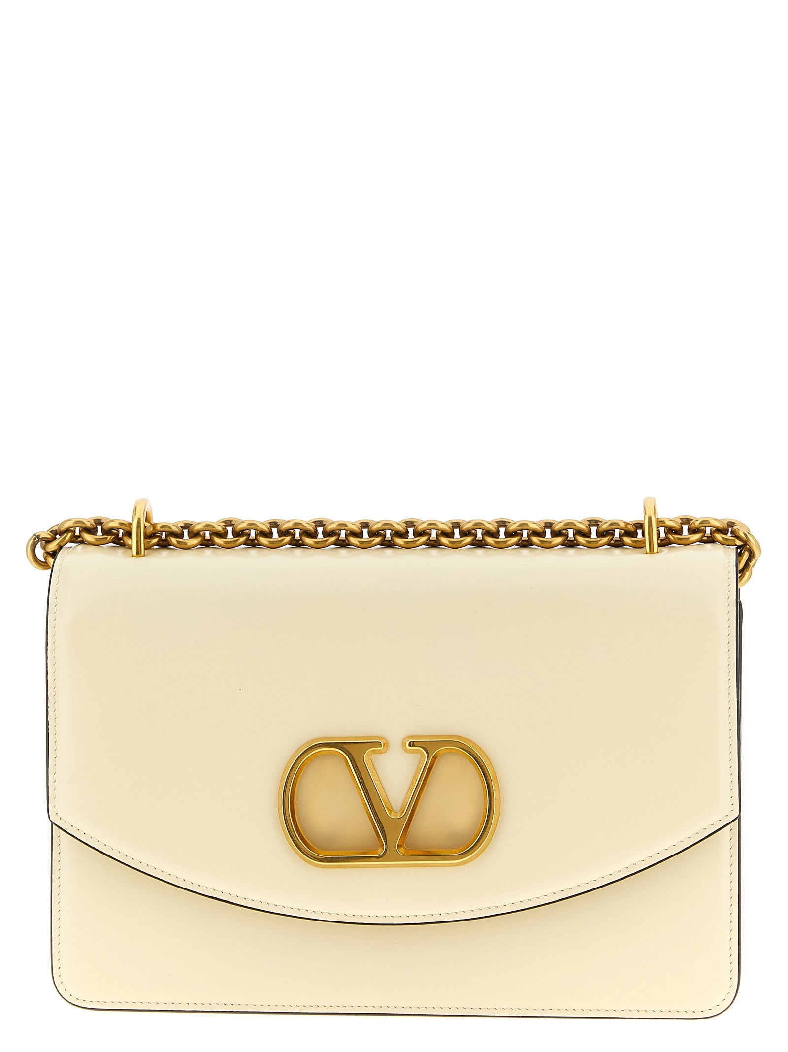 White Calfskin Vain Shoulder Bag