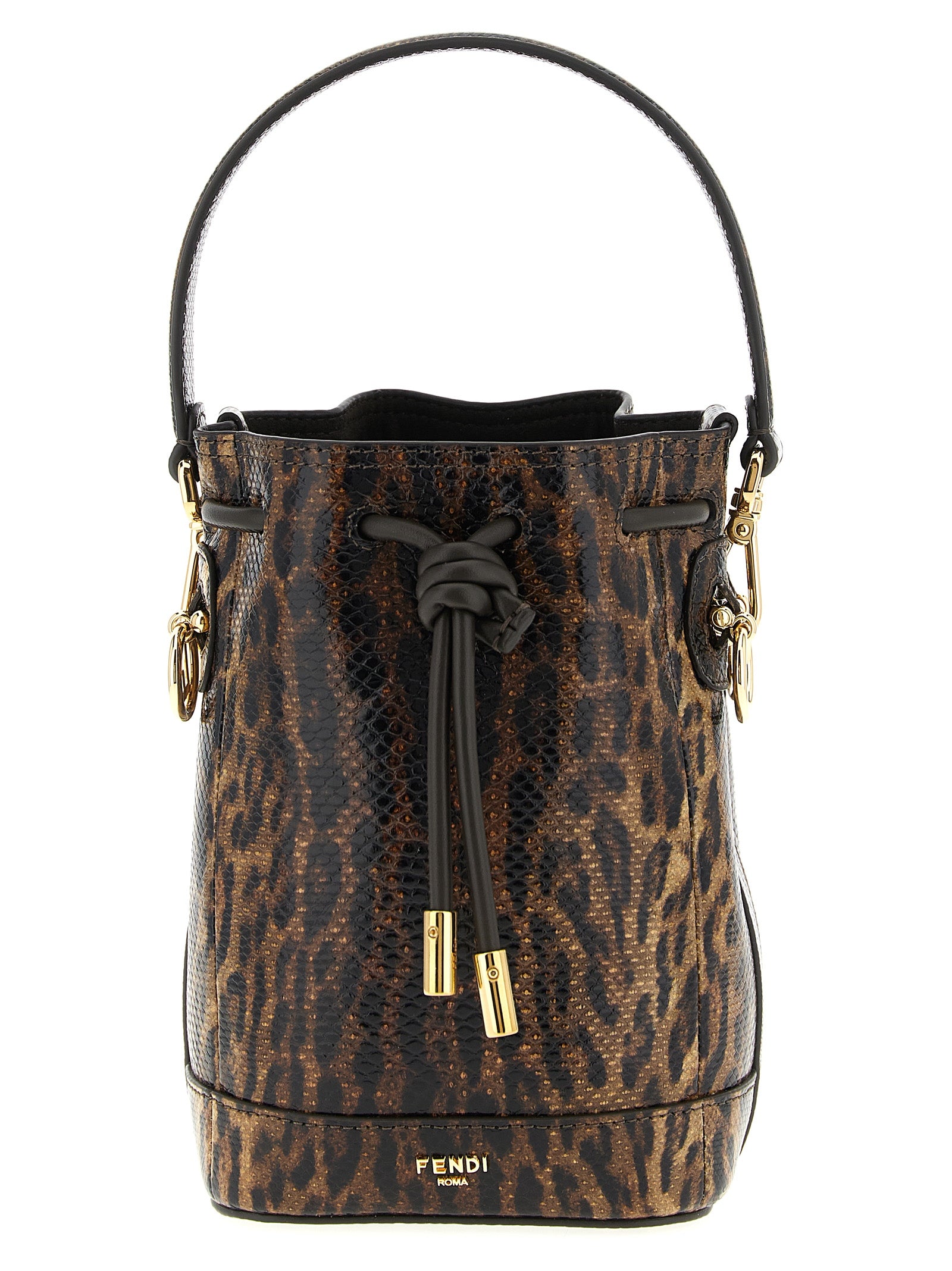 Brown Karung Leather Mon Tresor Mini Bucket Bag