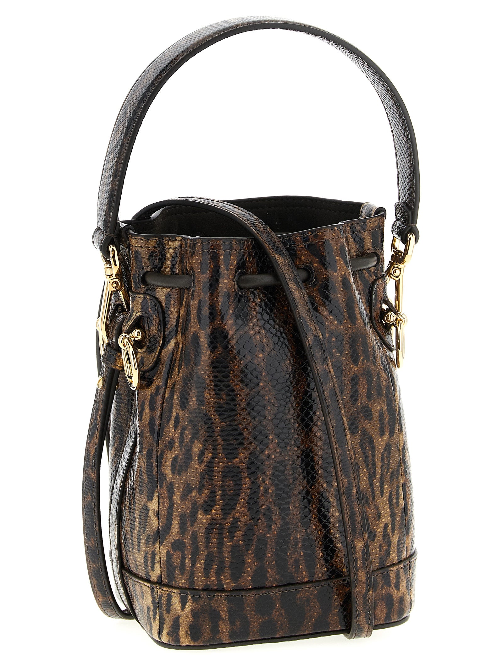 Brown Karung Leather Mon Tresor Mini Bucket Bag