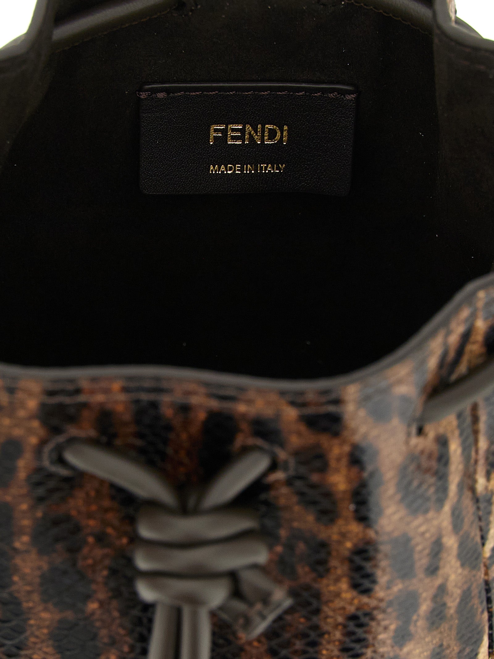 Brown Karung Leather Mon Tresor Mini Bucket Bag