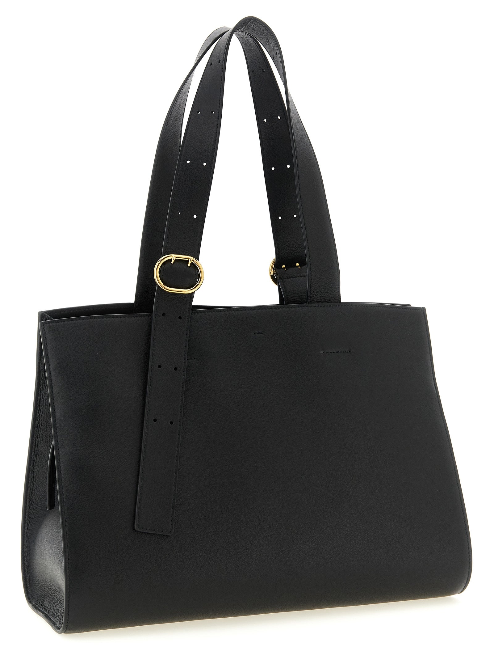 Black Calfskin Leather Tote