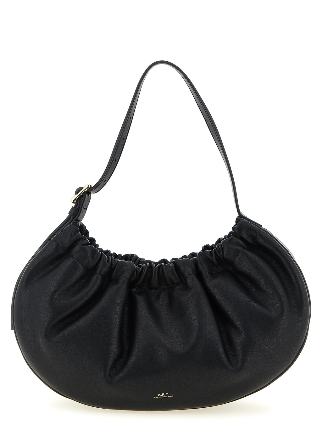 Black Soft Cowhide Ninon Hoop Shoulder Bag