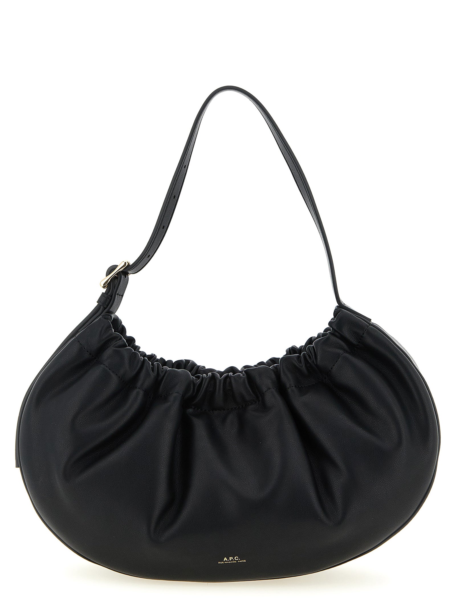 Black Soft Cowhide Ninon Hoop Shoulder Bag