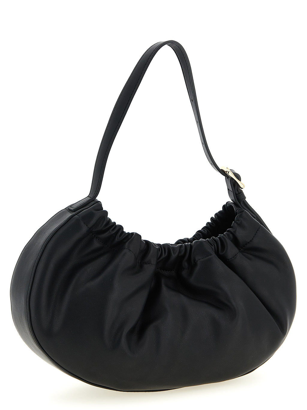 Black Soft Cowhide Ninon Hoop Shoulder Bag