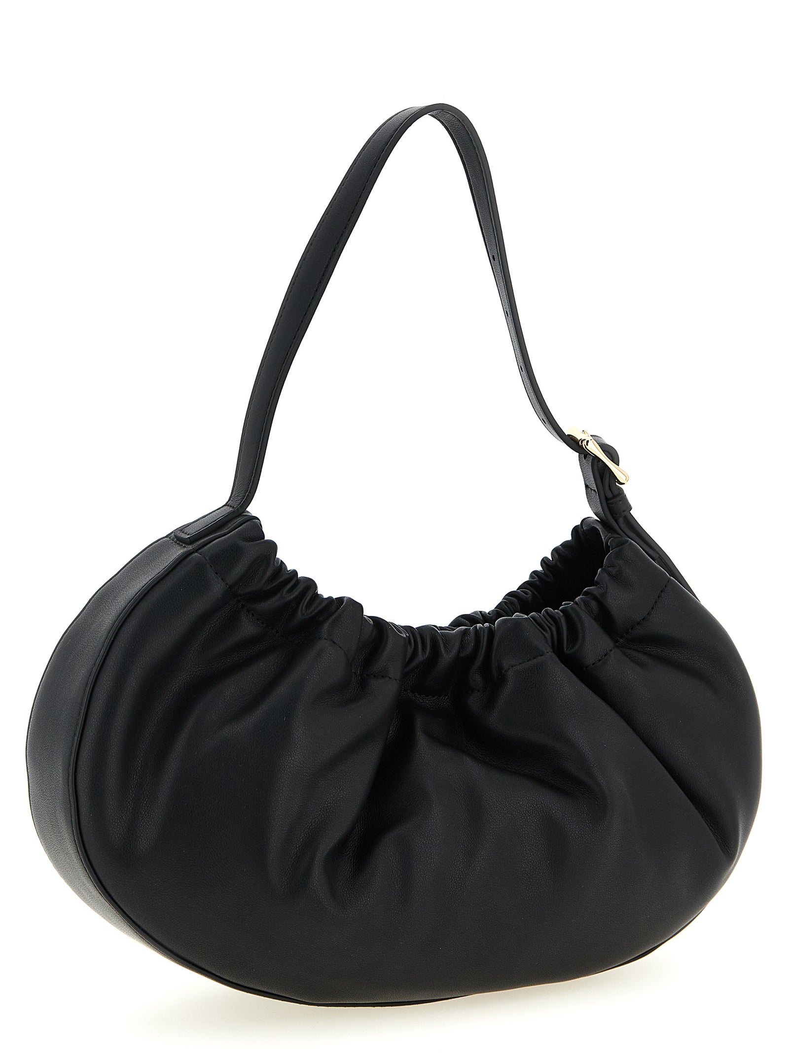 Black Soft Cowhide Ninon Hoop Shoulder Bag