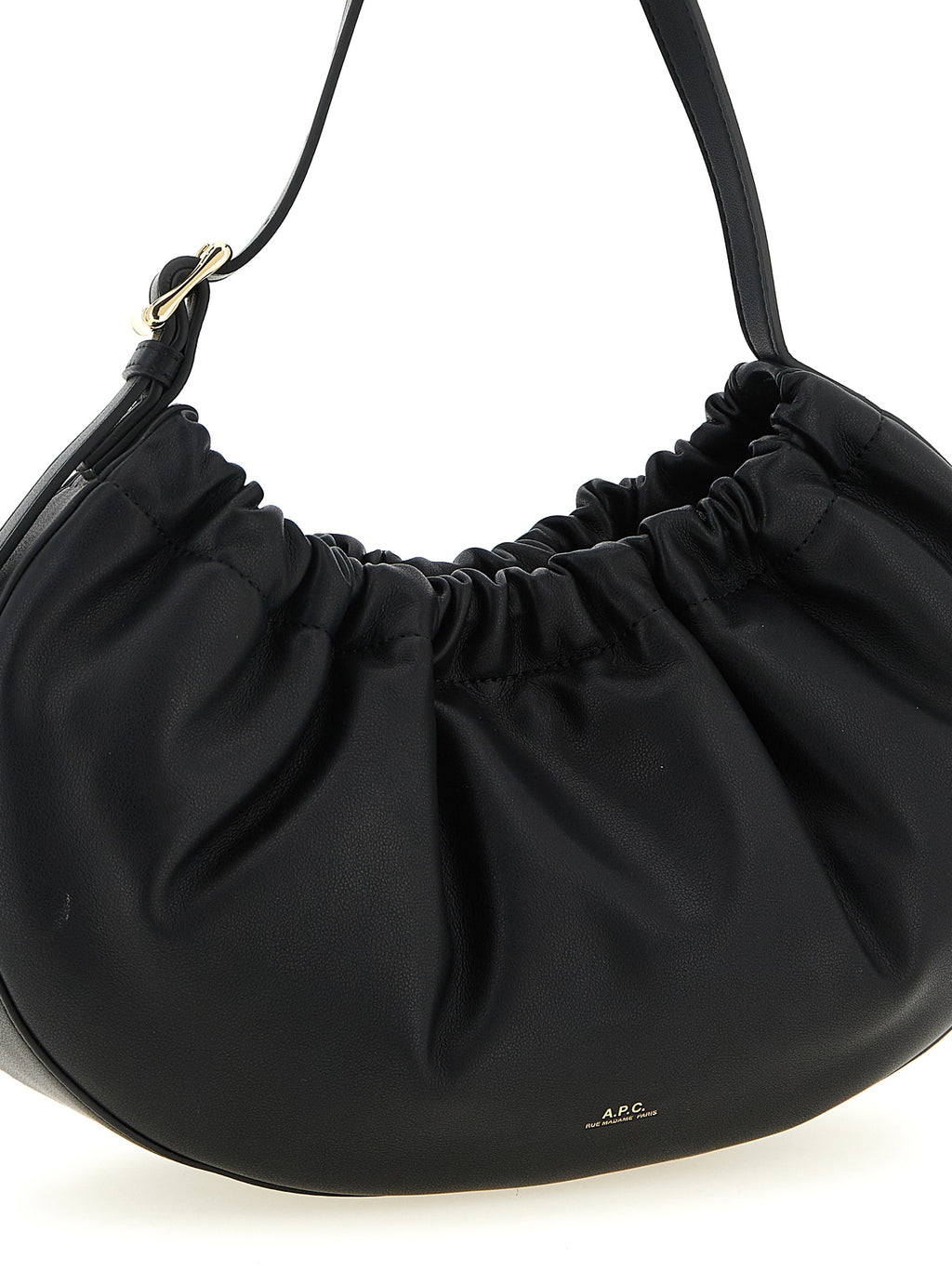 Black Soft Cowhide Ninon Hoop Shoulder Bag