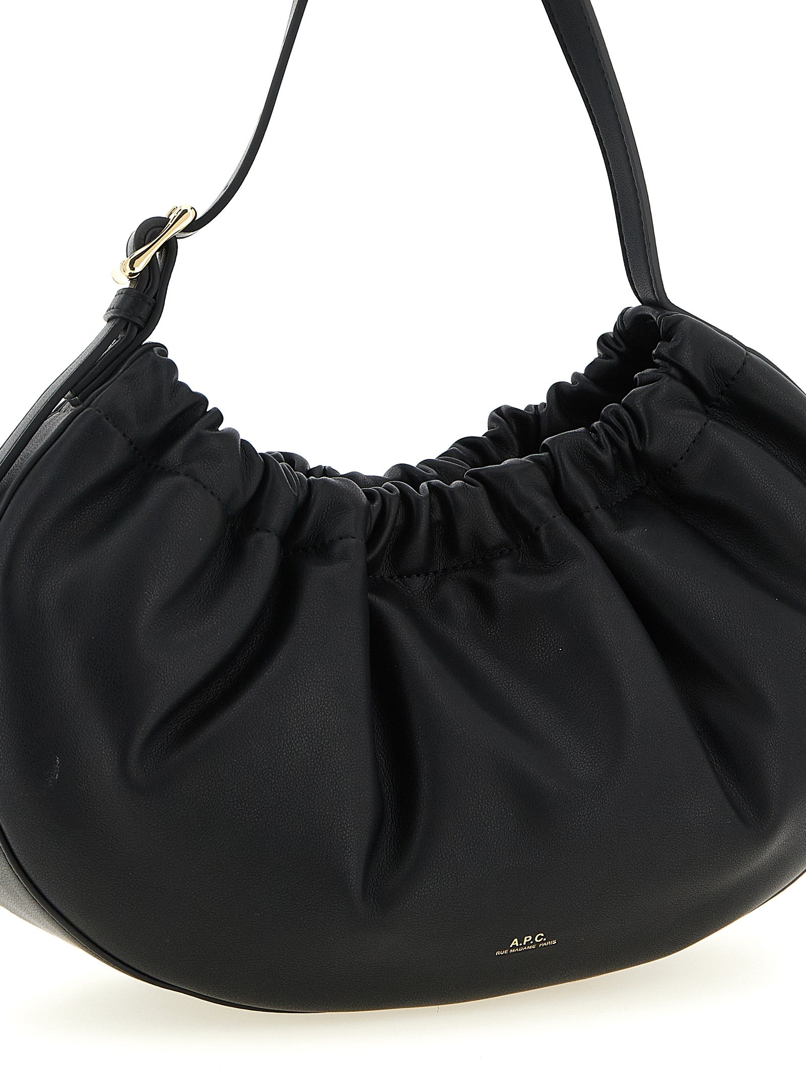 Black Soft Cowhide Ninon Hoop Shoulder Bag