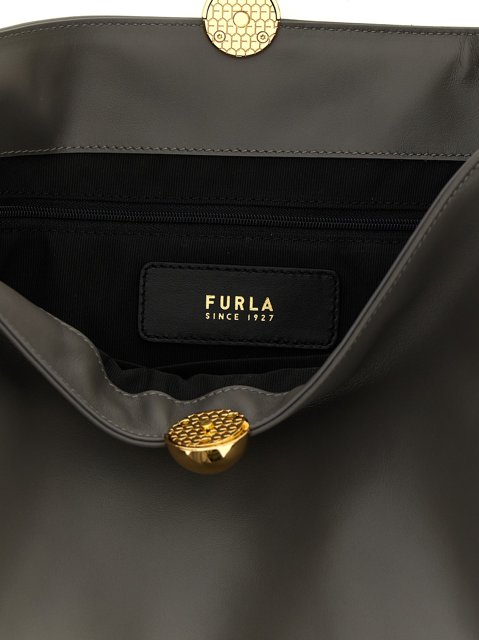 Gray Calfskin Sfera Soft Shoulder Bag