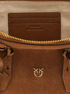 Large Brown Suede Cow Leather Bowling Baguette Shoulder Bag