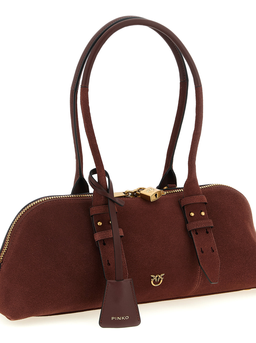 Large Bowling Baguette Cow Leather Shoulder Bag
