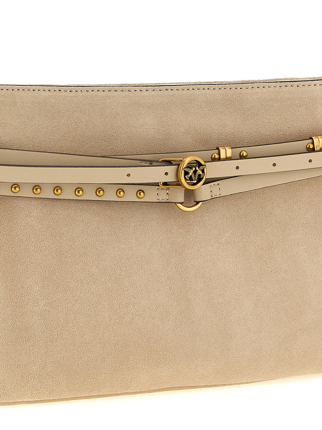 Beige Love Birds Diamond Cut Cow Leather Shoulder Bag