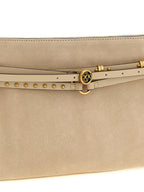 Beige Love Birds Diamond Cut Cow Leather Shoulder Bag