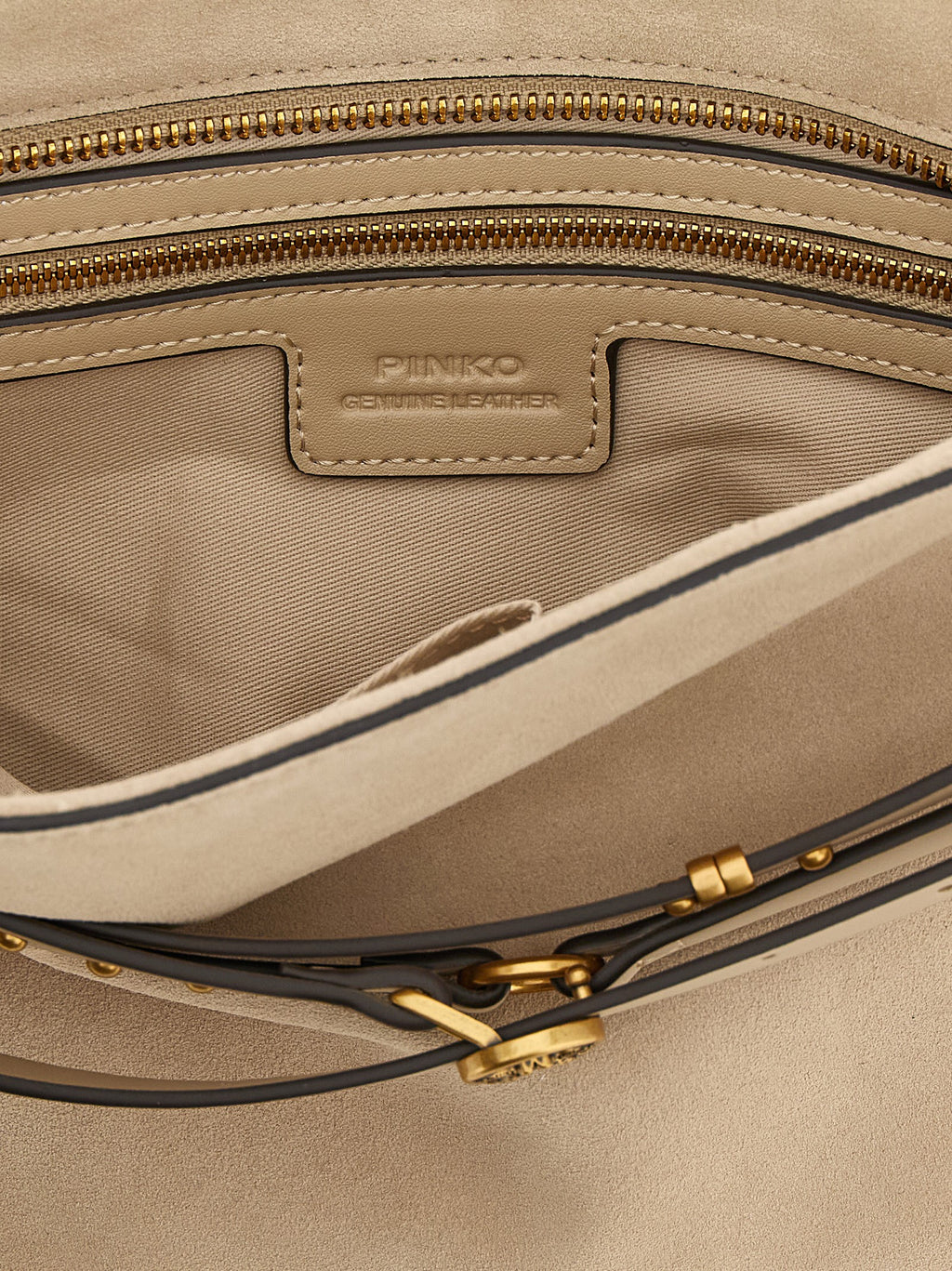 Beige Love Birds Diamond Cut Cow Leather Shoulder Bag