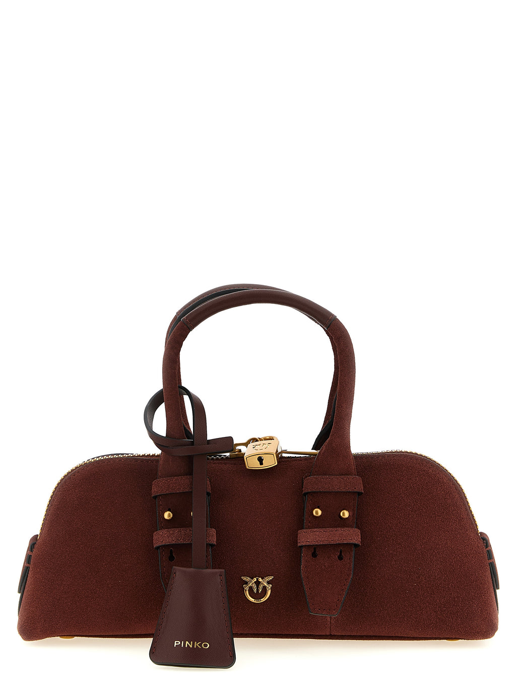 Bordeaux Cowhide Bowling Baguette Shoulder Bag
