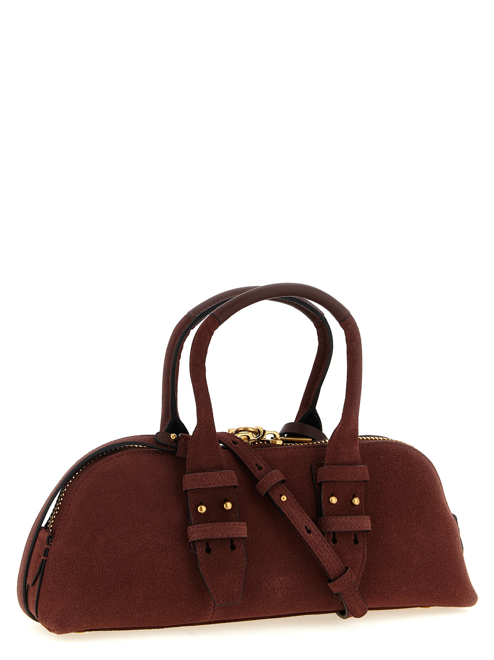 Bordeaux Cowhide Bowling Baguette Shoulder Bag