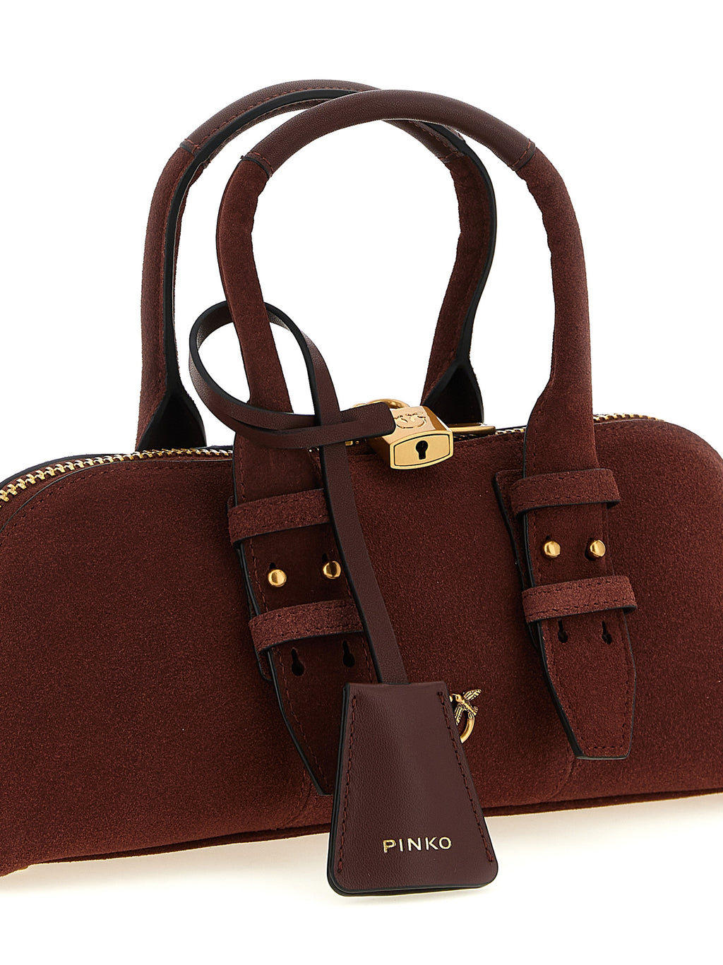 Bordeaux Cowhide Bowling Baguette Shoulder Bag