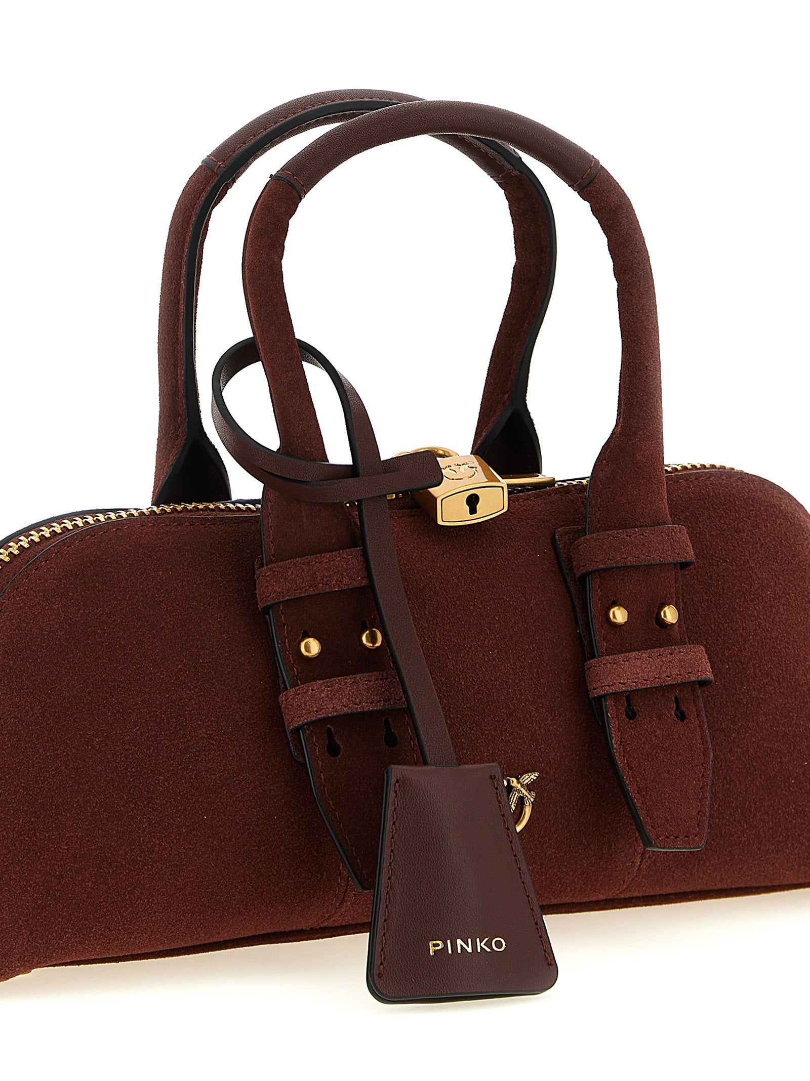 Bordeaux Cowhide Bowling Baguette Shoulder Bag