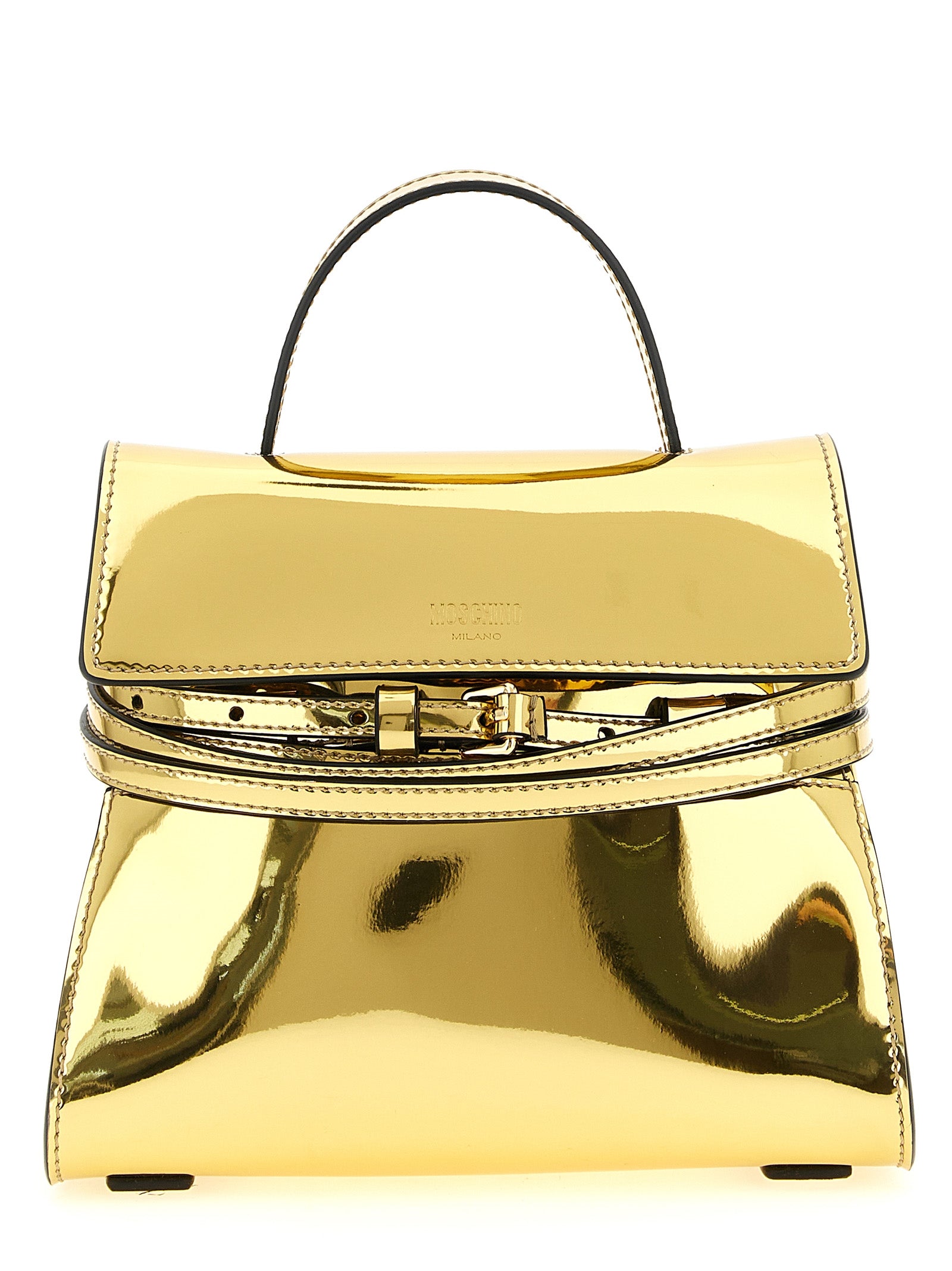 Tie Me Gold Polyurethane Handbag