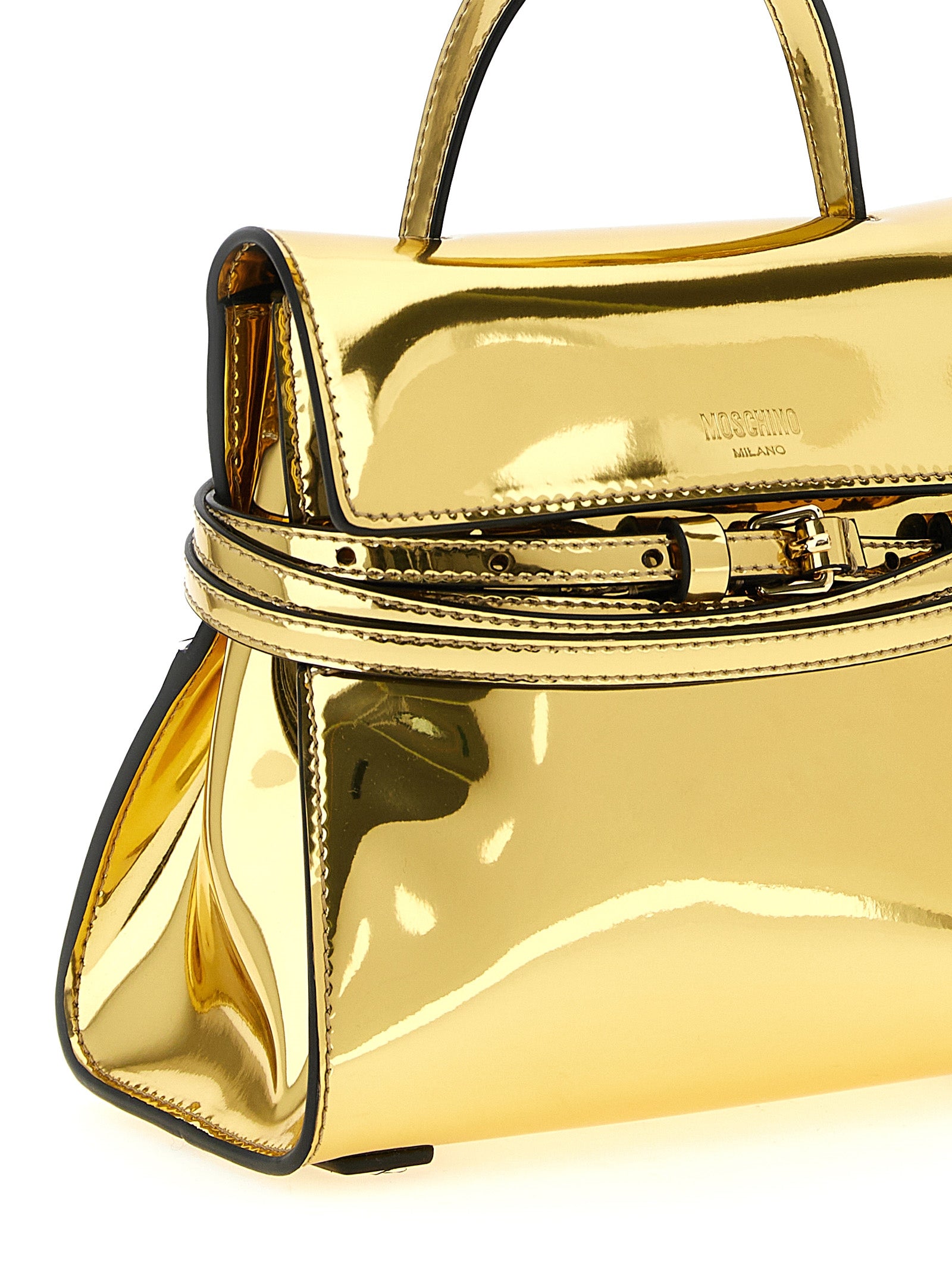 Tie Me Gold Polyurethane Handbag