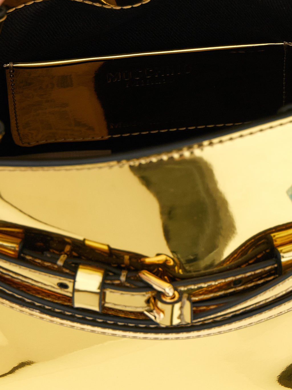 Tie Me Gold Polyurethane Handbag